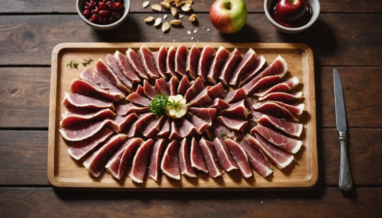 amuses bouches apéritif avec magret de canard séché et pomme